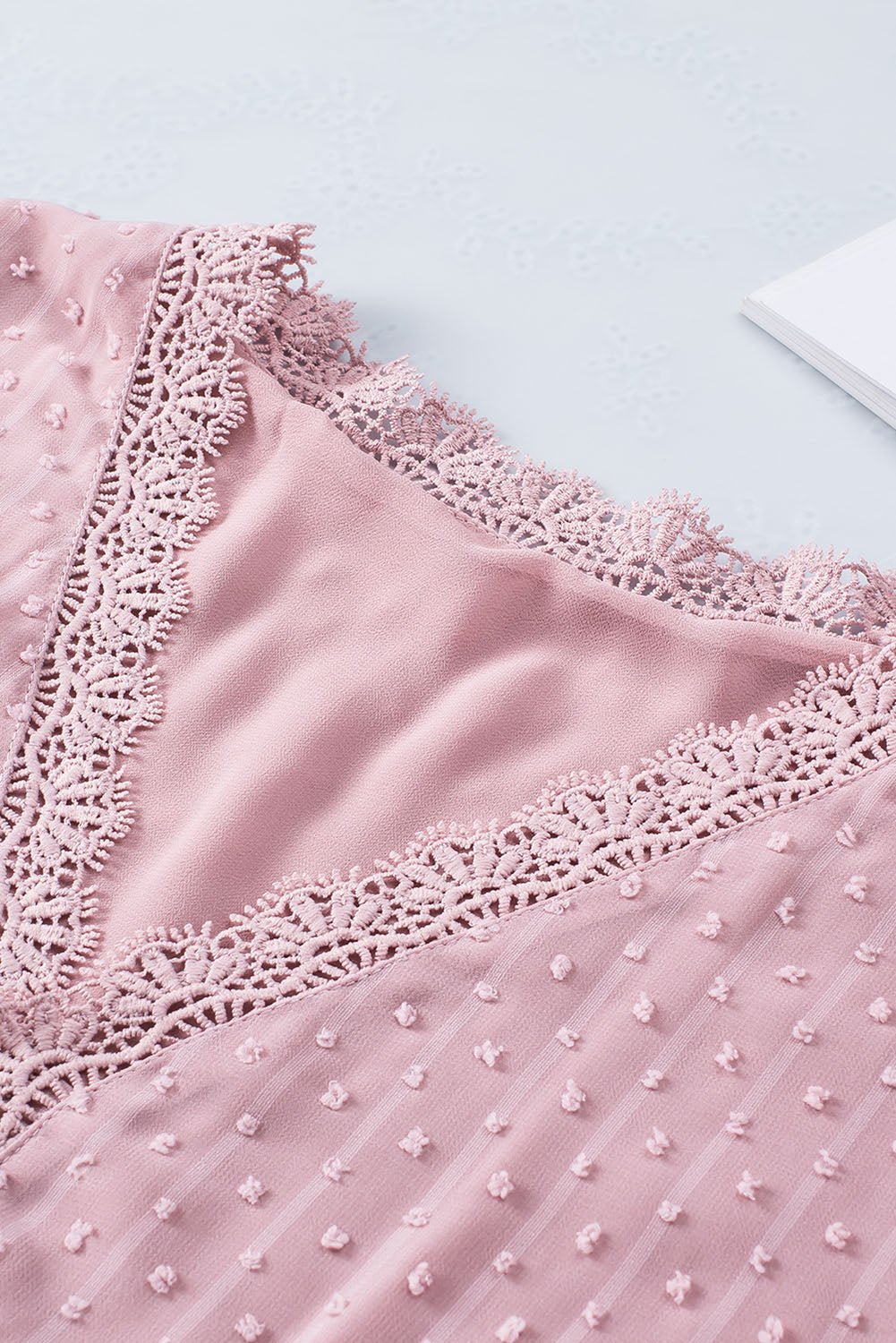 Swiss Dot Lace Splicing Plus Size Blouse