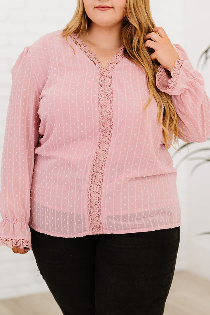 Swiss Dot Lace Splicing Plus Size Blouse