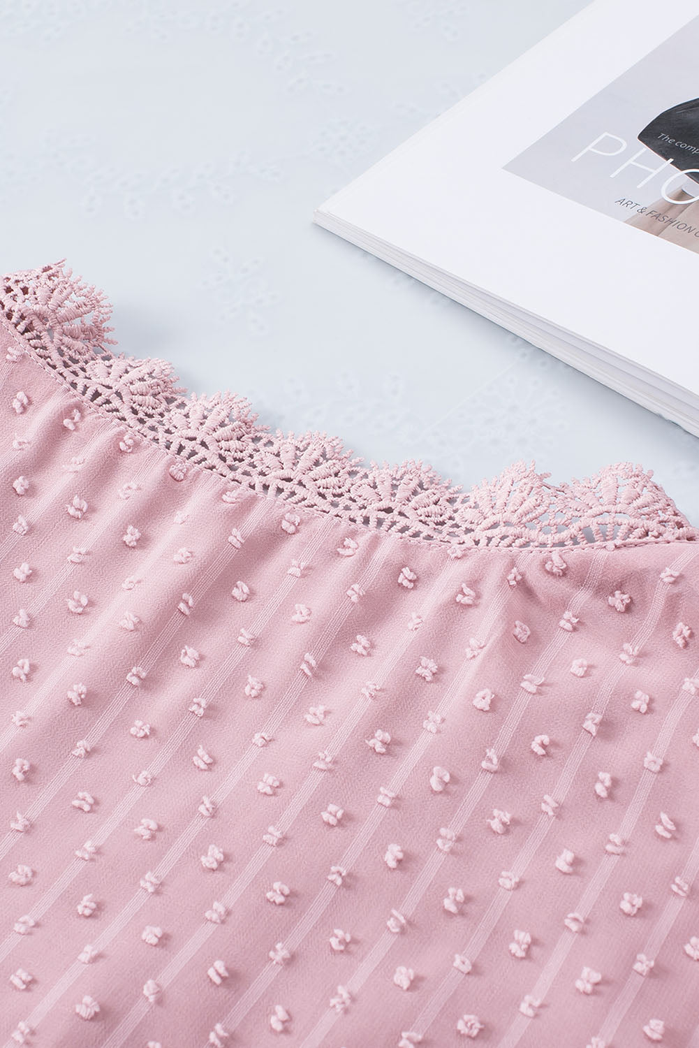Swiss Dot Lace Splicing Plus Size Blouse