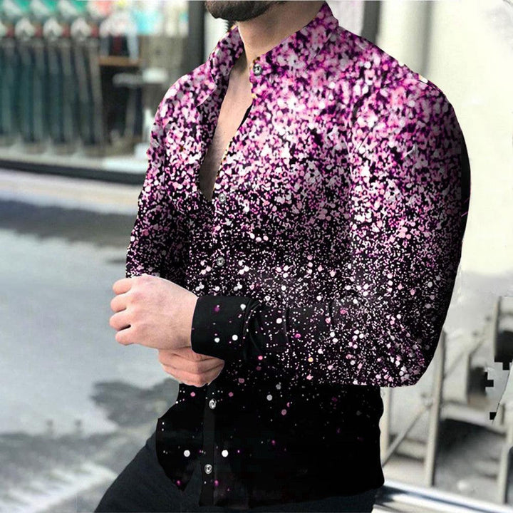 Men's Fashion Casual Printed Long Sleeve Shirt