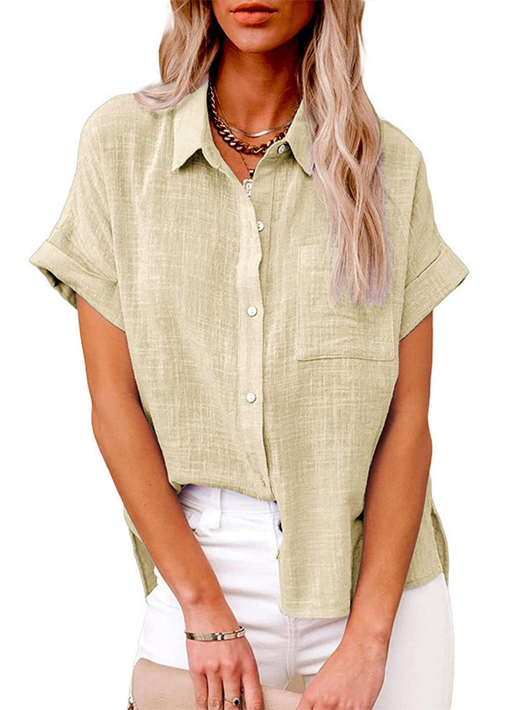 Solid Color Casual Loose Women's Patchwork Pocket Cardigan