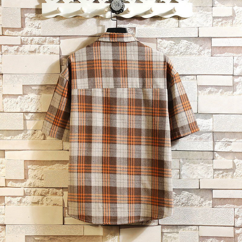 Men's Casual Short-Plaid Sleeved