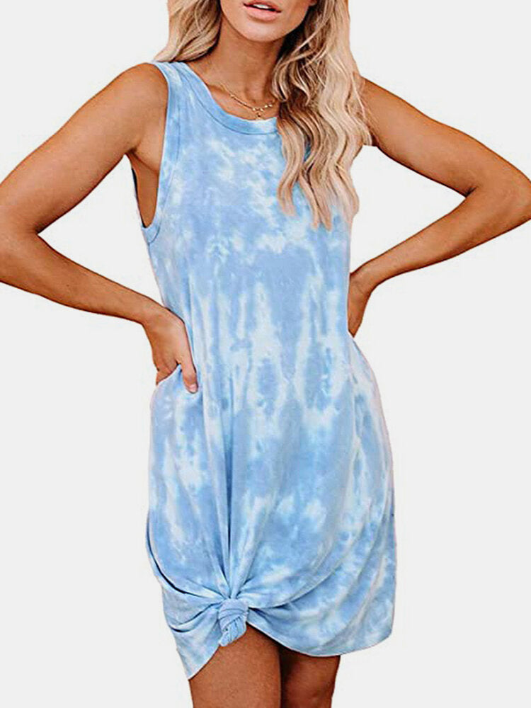 Women's Tie-Dye Sleeveless Casual Sundress - Clevecorner