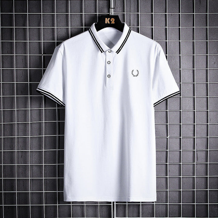 Men's British Short-Sleeved Lapel Gentleman Wheat Polo Shirt