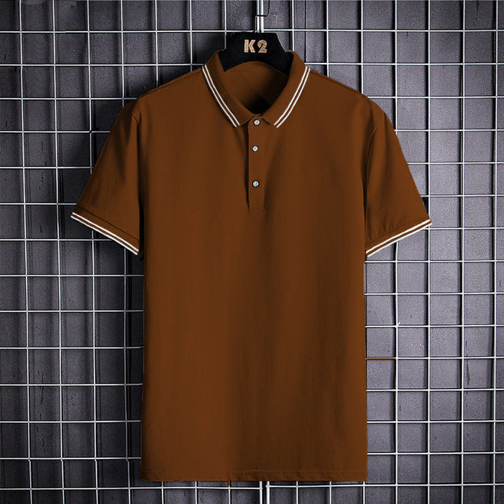 Men's British Short-Sleeved Lapel Gentleman Wheat Polo Shirt