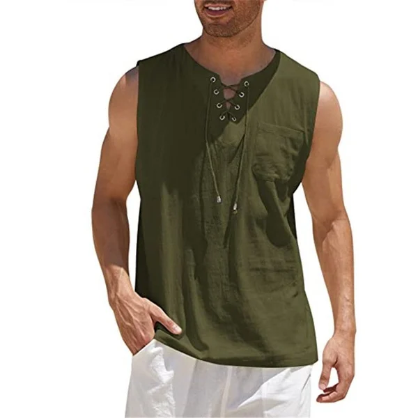 Men's Cotton Linen Sleeveless Shirt