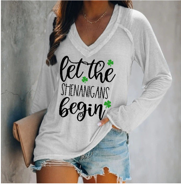 Women's Long-sleeved V-neck T-shirt