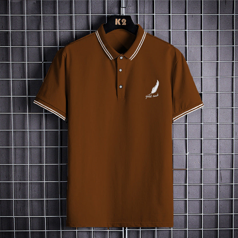 Men's British Short-Sleeved Lapel Gentleman Wheat Polo Shirt