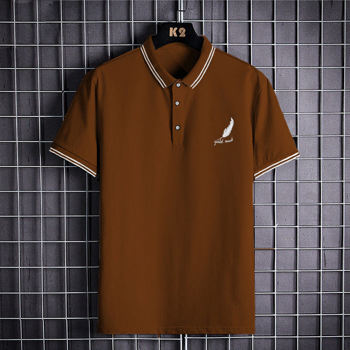 Men's British Short-Sleeved Lapel Gentleman Wheat Polo Shirt
