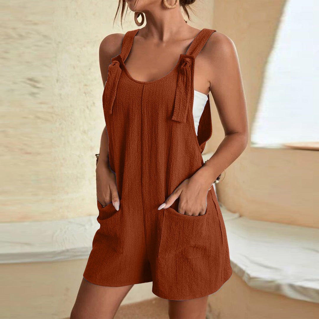 Comfy Solid Color Overalls Jumpsuits Rompers With Pockets