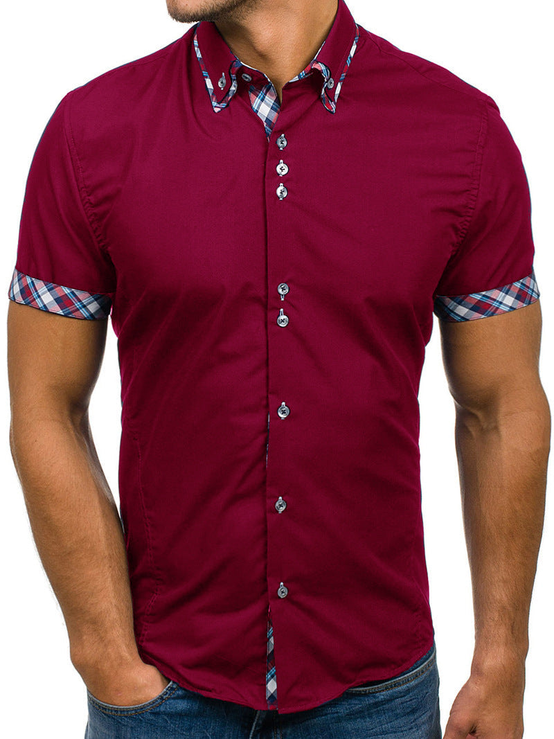 Men's Double Collar Plaid Shirt