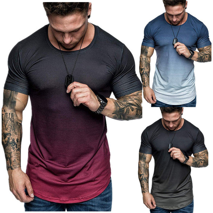Men's Short Sleeve Round Neck Gradient T-Shirt