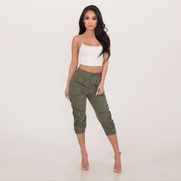 Women's casual cropped overalls harem pants - Clevecorner