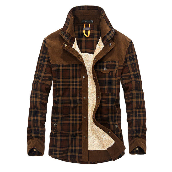Winter Jacket Men Thicken Warm Fleece Jackets Coats Pure Cotton Plaid Jacket Military Clothes - Clevecorner