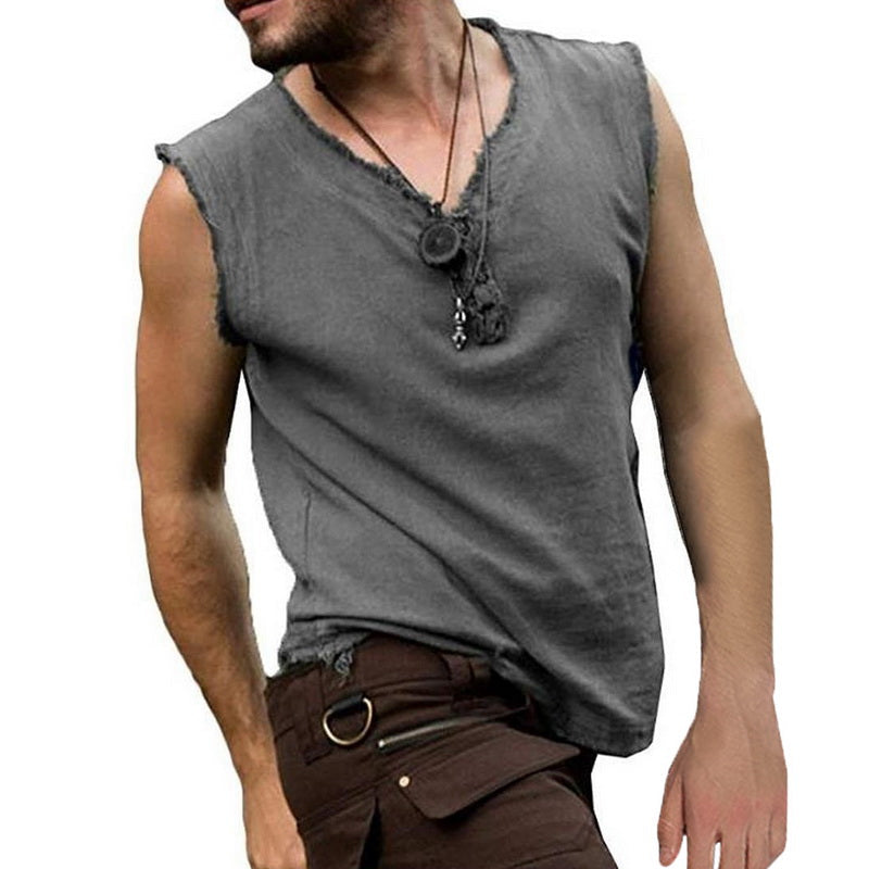 V-Neck Casual Sleeveless T-Shirt - Clevecorner
