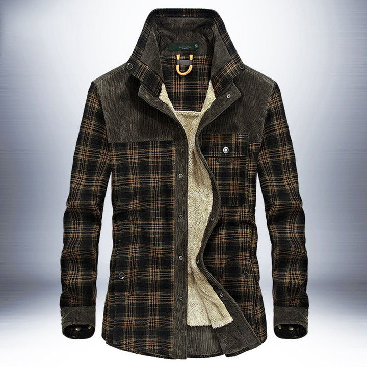 Winter Jacket Men Thicken Warm Fleece Jackets Coats Pure Cotton Plaid Jacket Military Clothes - Clevecorner