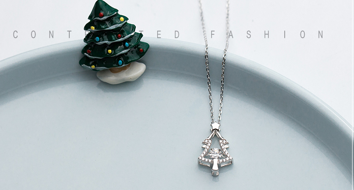 Sterling Silver Christmas Tree Clavicle Chain