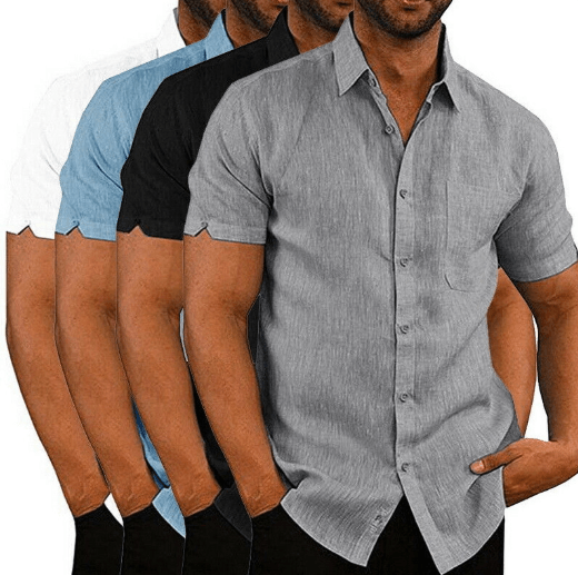 Summer Casual Solid Color Button Linen Shirt - Clevecorner