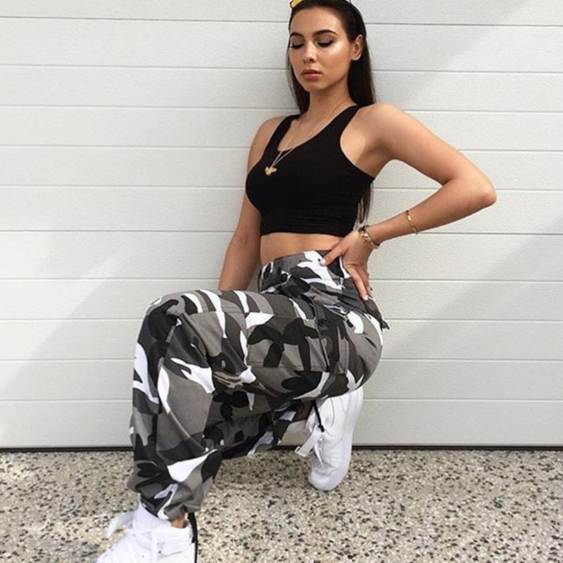 women camouflage high wait pants - Clevecorner