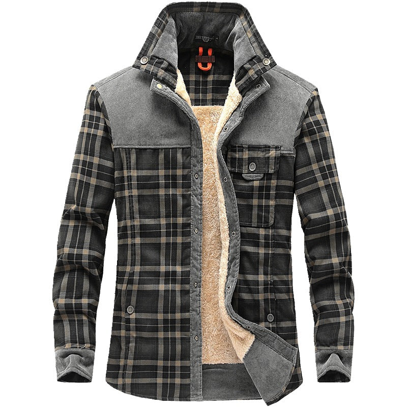 Winter Jacket Men Thicken Warm Fleece Jackets Coats Pure Cotton Plaid Jacket Military Clothes - Clevecorner