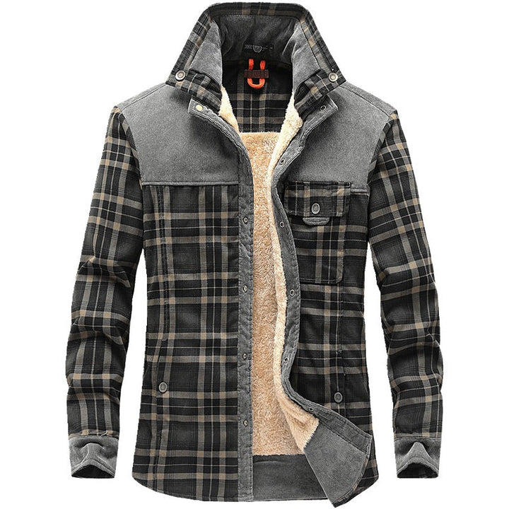 Winter Jacket Men Thicken Warm Fleece Jackets Coats Pure Cotton Plaid Jacket Military Clothes - Clevecorner