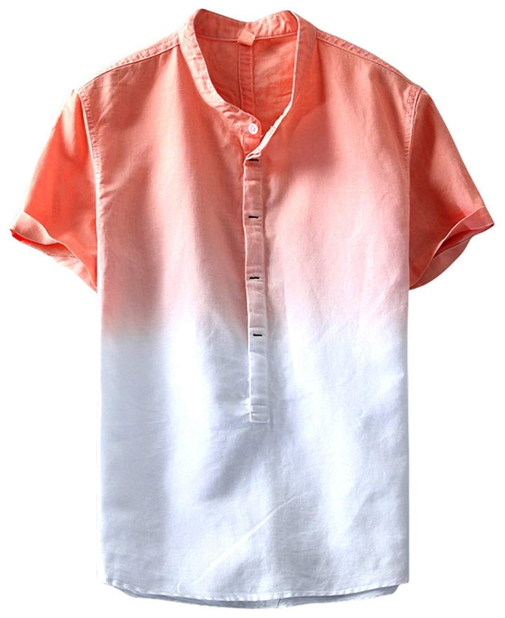 Stand-Collar Gradient Color Shirt