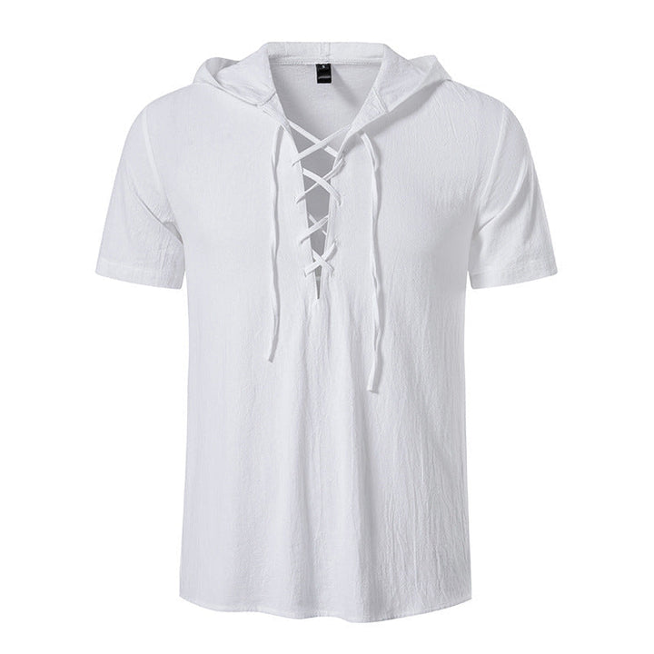 Cotton Hooded Short Sleeve Summer Shirt