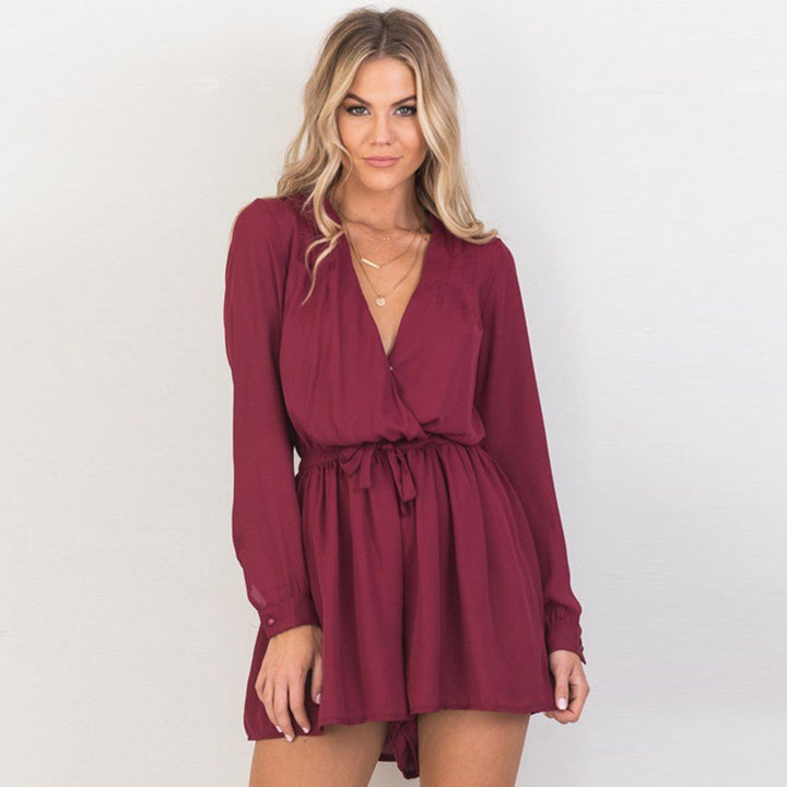 Ladies New Cross V Neck Tie Jumpsuit