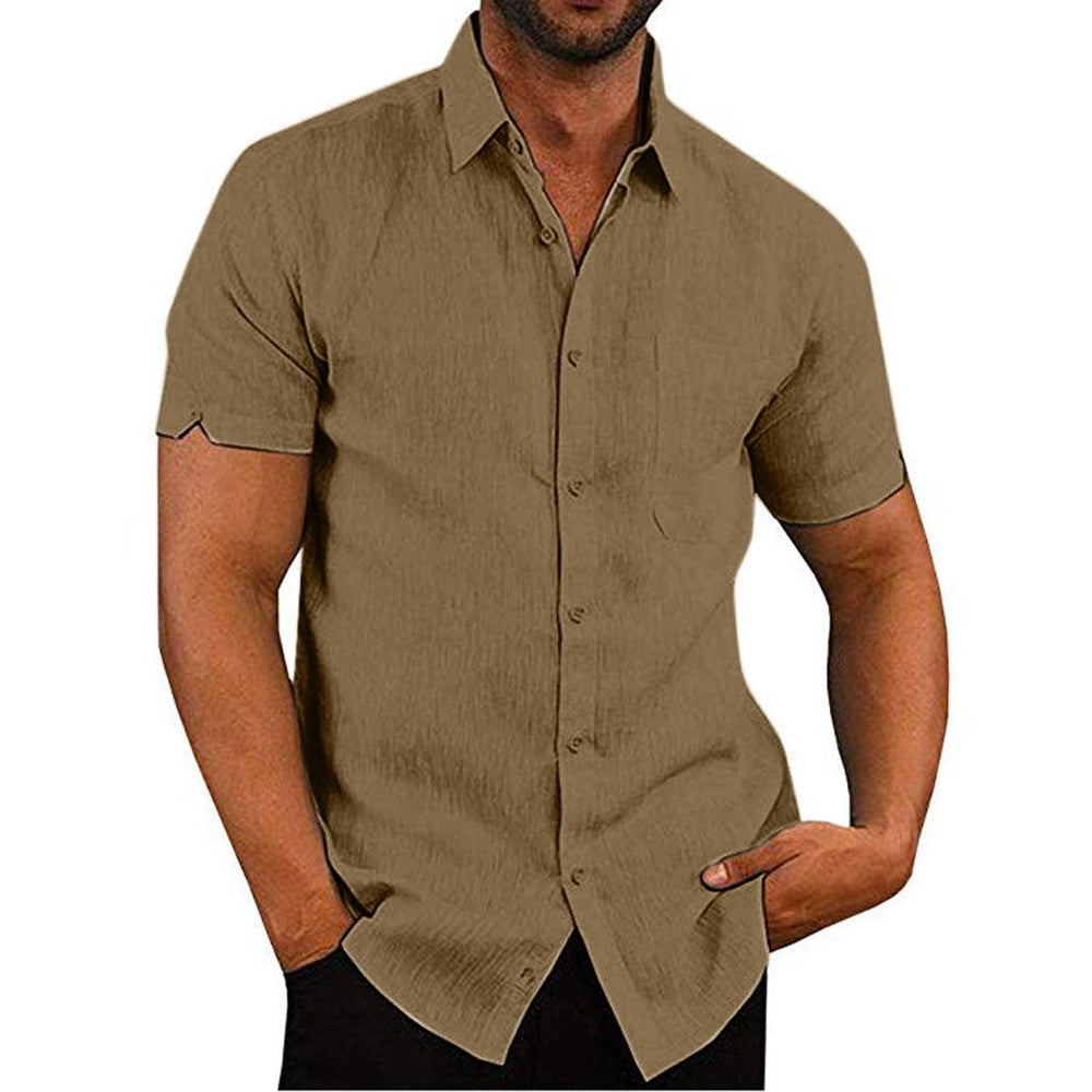 Summer Casual Solid Color Button Linen Shirt - Clevecorner