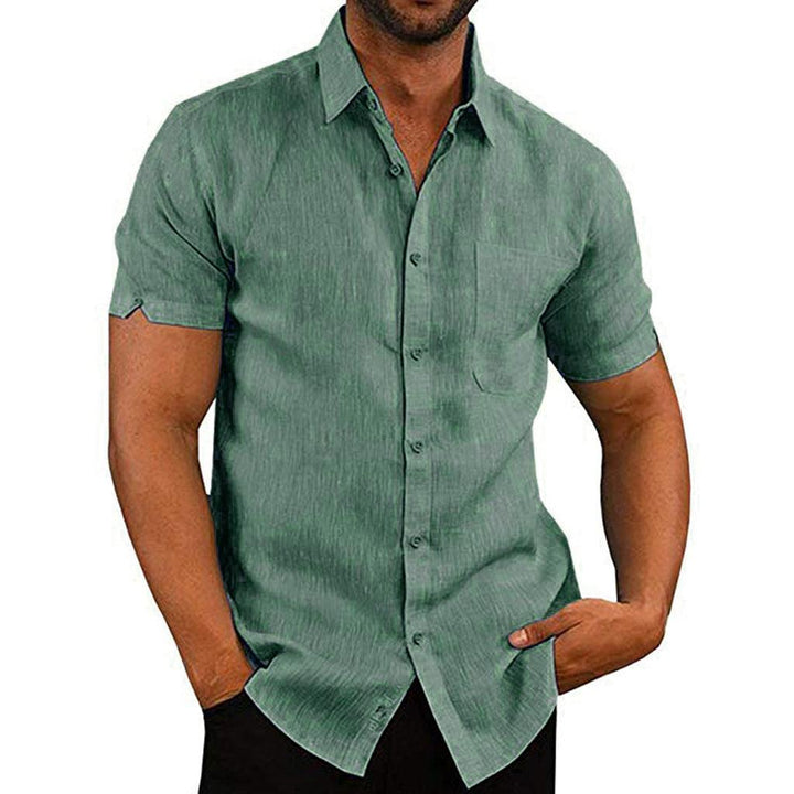 Summer Casual Solid Color Button Linen Shirt - Clevecorner