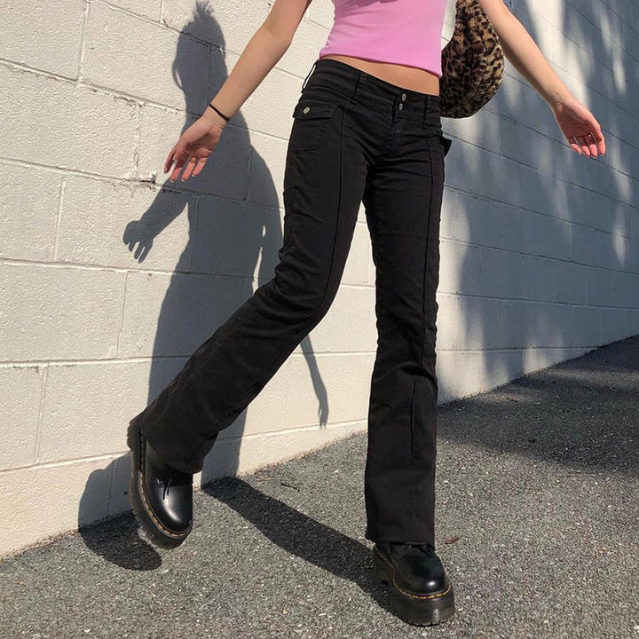 Side Pocket Retro Slim Casual Pants