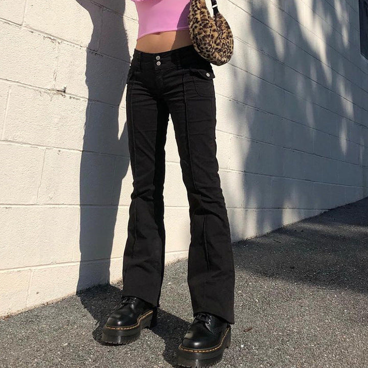 Side Pocket Retro Slim Casual Pants