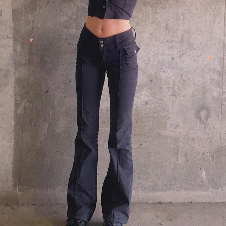 Side Pocket Retro Slim Casual Pants