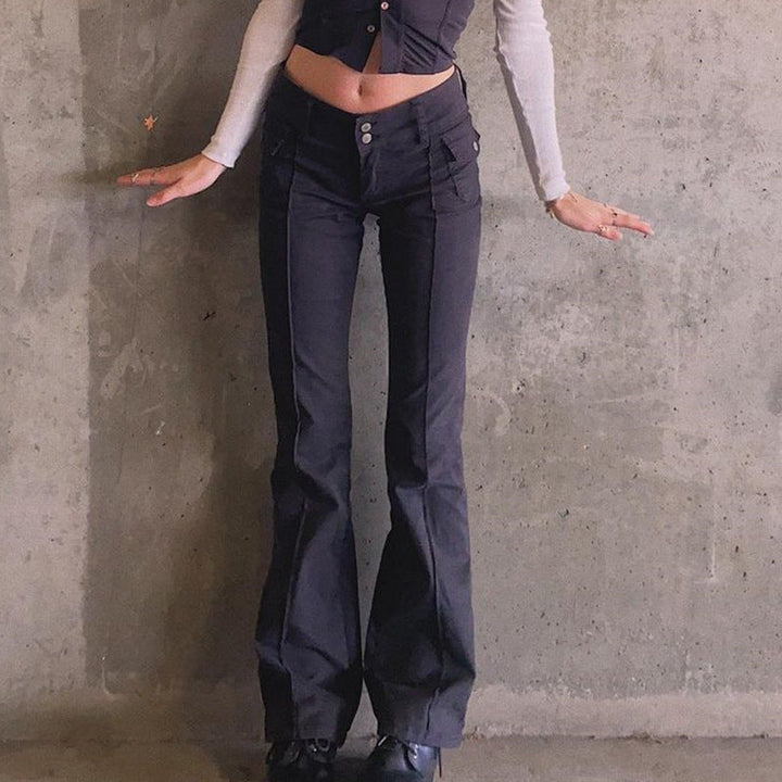Side Pocket Retro Slim Casual Pants