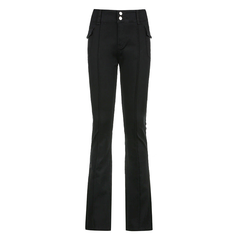 Side Pocket Retro Slim Casual Pants