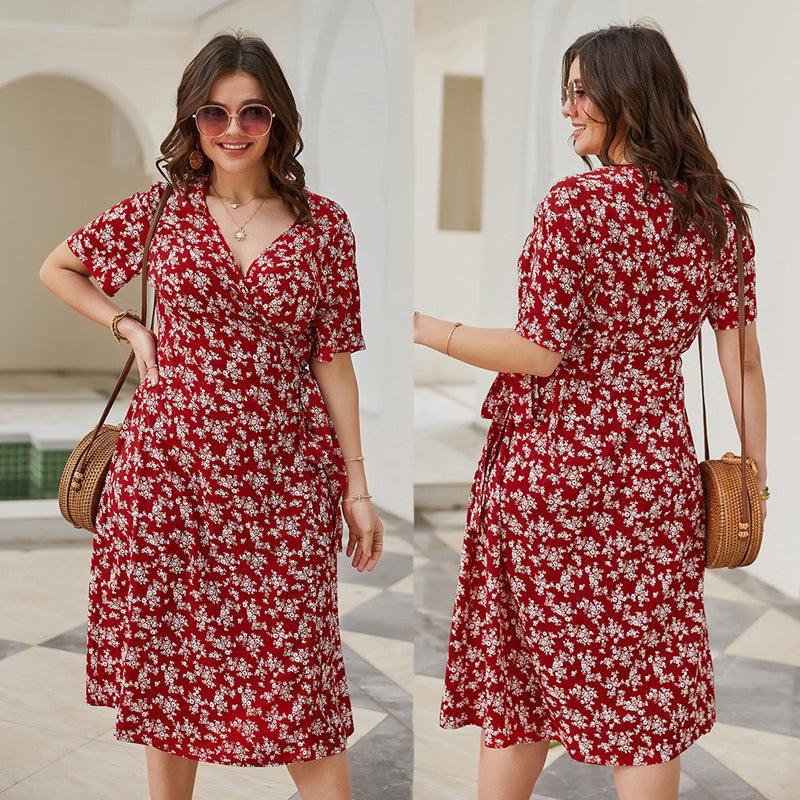 Summer Beach Floral Casual Plus Size Dress - Clevecorner