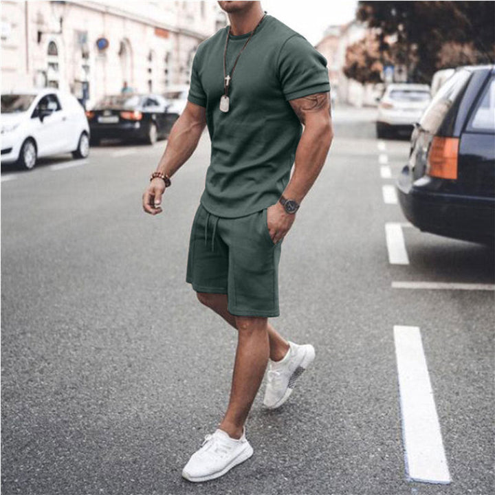 Sporty Leisure Two-Piece - Short Sleeve Shirt and Shorts Set