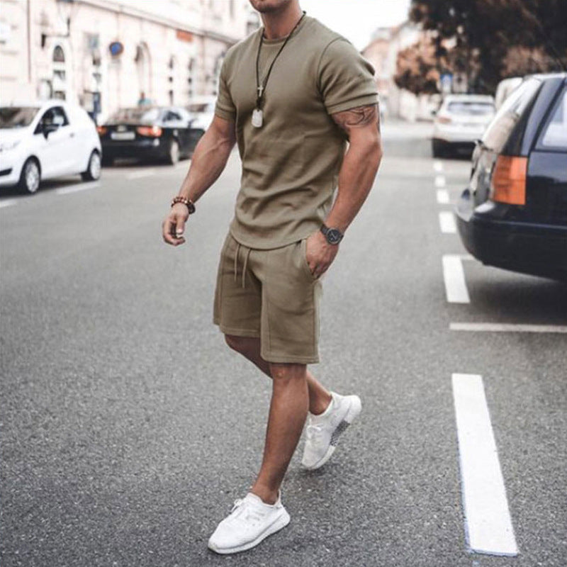 Sporty Leisure Two-Piece - Short Sleeve Shirt and Shorts Set