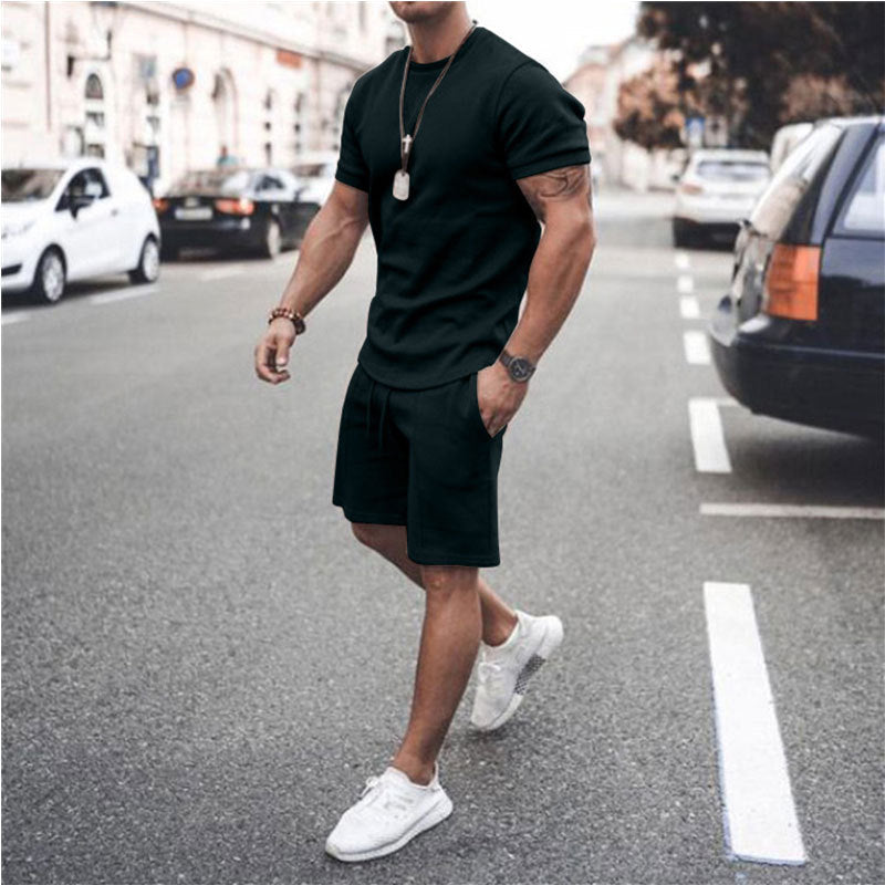 Sporty Leisure Two-Piece - Short Sleeve Shirt and Shorts Set