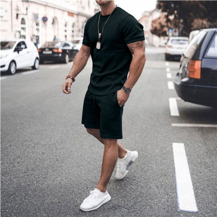 Sporty Leisure Two-Piece - Short Sleeve Shirt and Shorts Set