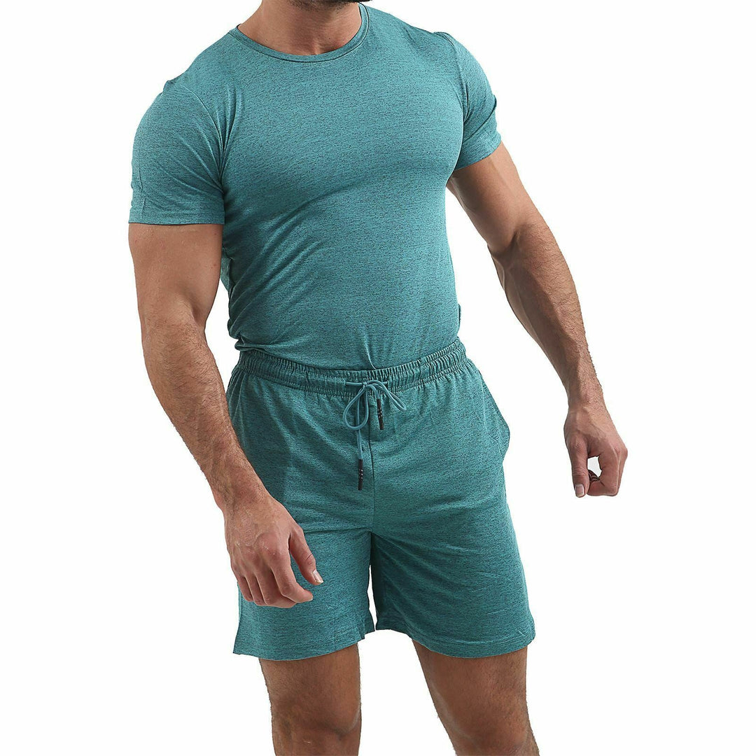 Men's Fashion Casual Solid Round Neck Short Sleeve Shorts Sportswear