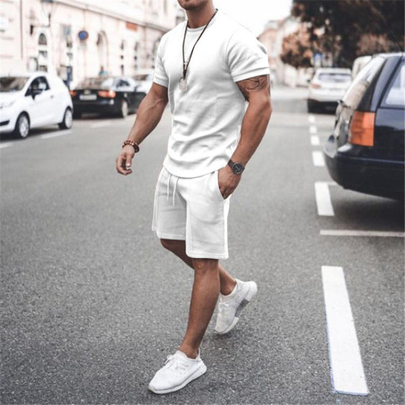 Sporty Leisure Two-Piece - Short Sleeve Shirt and Shorts Set
