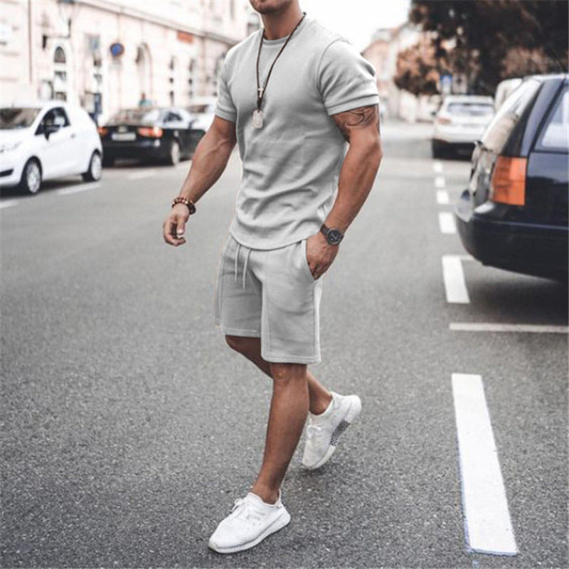 Sporty Leisure Two-Piece - Short Sleeve Shirt and Shorts Set