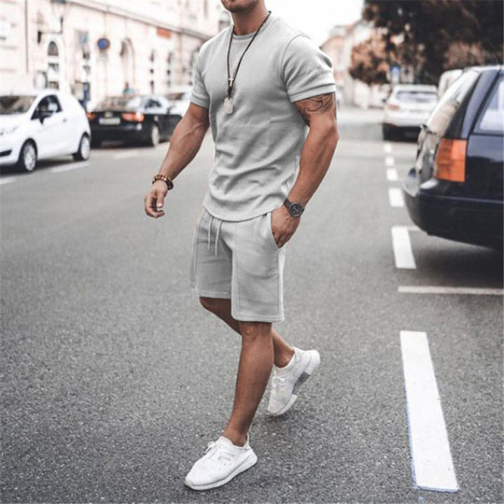 Sporty Leisure Two-Piece - Short Sleeve Shirt and Shorts Set