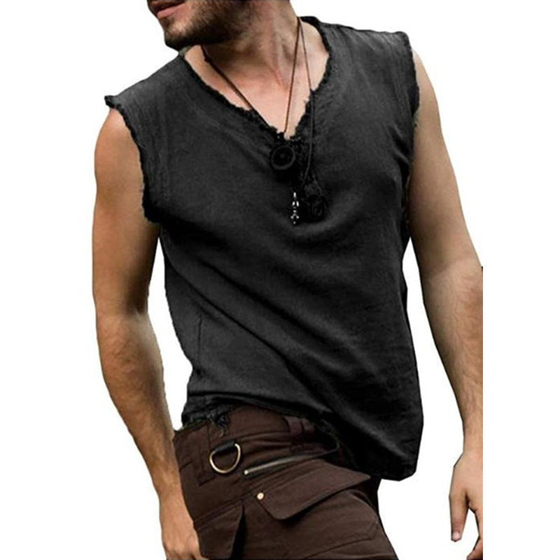 V-Neck Casual Sleeveless T-Shirt - Clevecorner