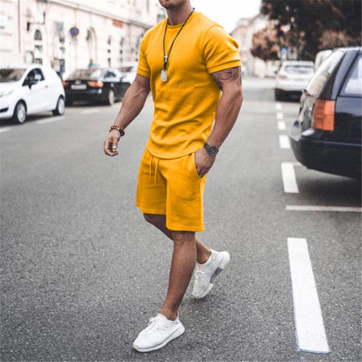 Sporty Leisure Two-Piece - Short Sleeve Shirt and Shorts Set