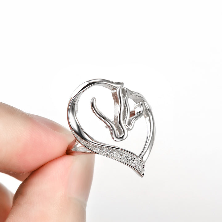 S925 Sterling Silver Horse Head Ring
