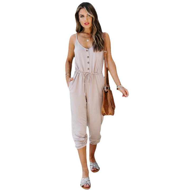 Summer Casual Waist Knitted Jumpsuit - Clevecorner