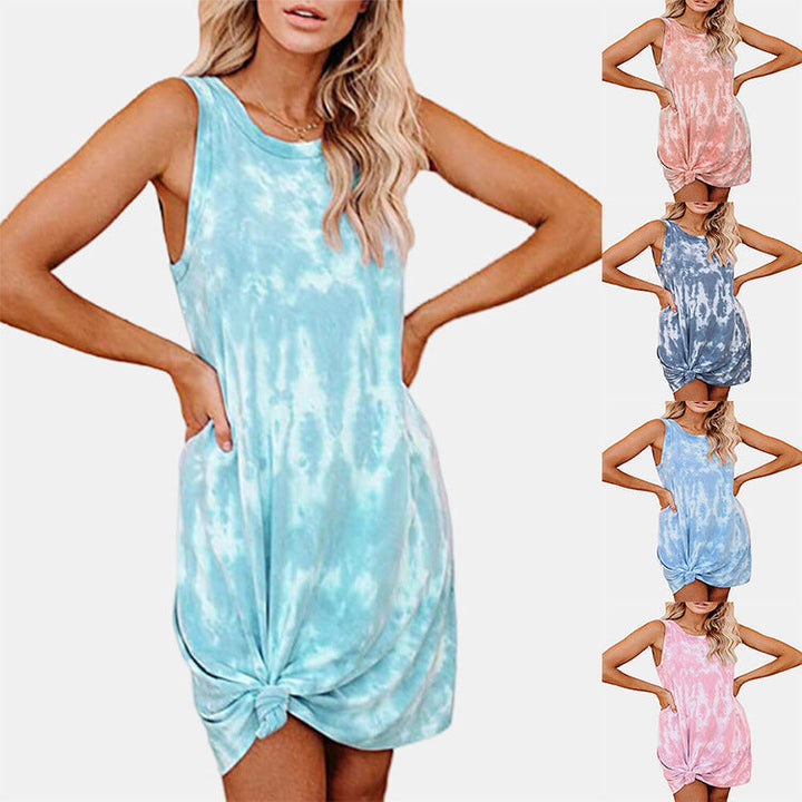 Women's Tie-Dye Sleeveless Casual Sundress - Clevecorner