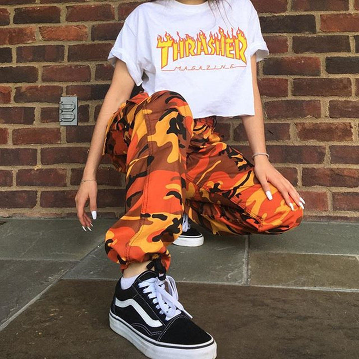women camouflage high wait pants - Clevecorner